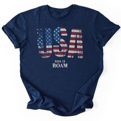 USA Born To Roam T-Shirt - Nature Graphic Tee - Gift for Nature Lovers - Unisex