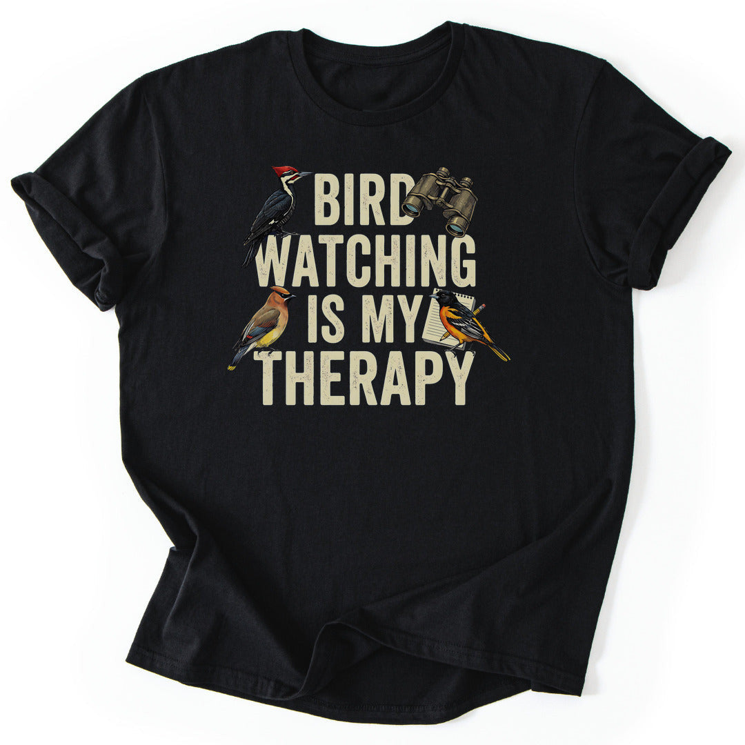 Bird Watching Therapy T-Shirt - Nature Graphic Tee - Gift for Nature Lovers - Unisex