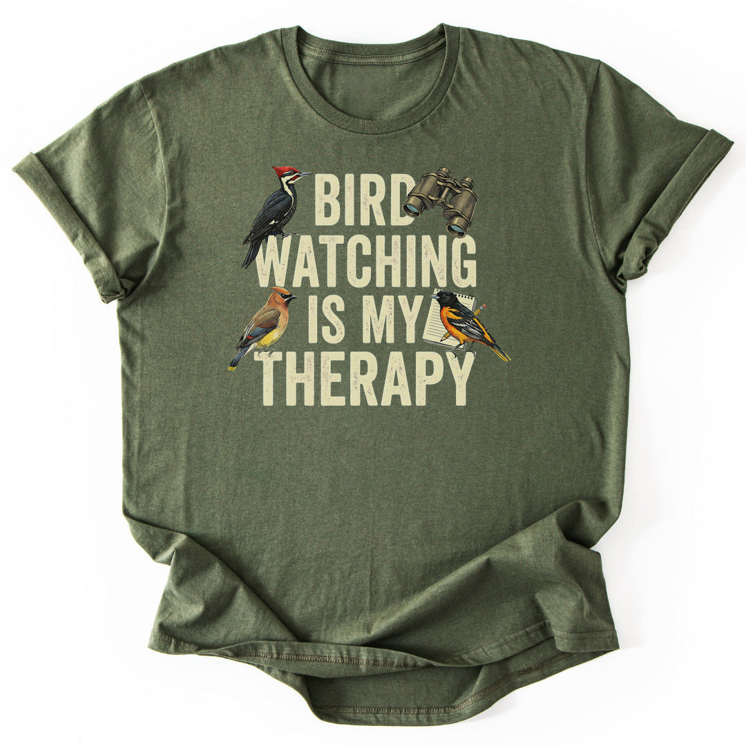 Bird Watching Therapy T-Shirt - Nature Graphic Tee - Gift for Nature Lovers - Unisex