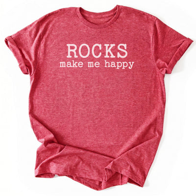 Rocks Make Me Happy T-Shirt - Nature Graphic Tee - Gift for Nature Lovers - Unisex