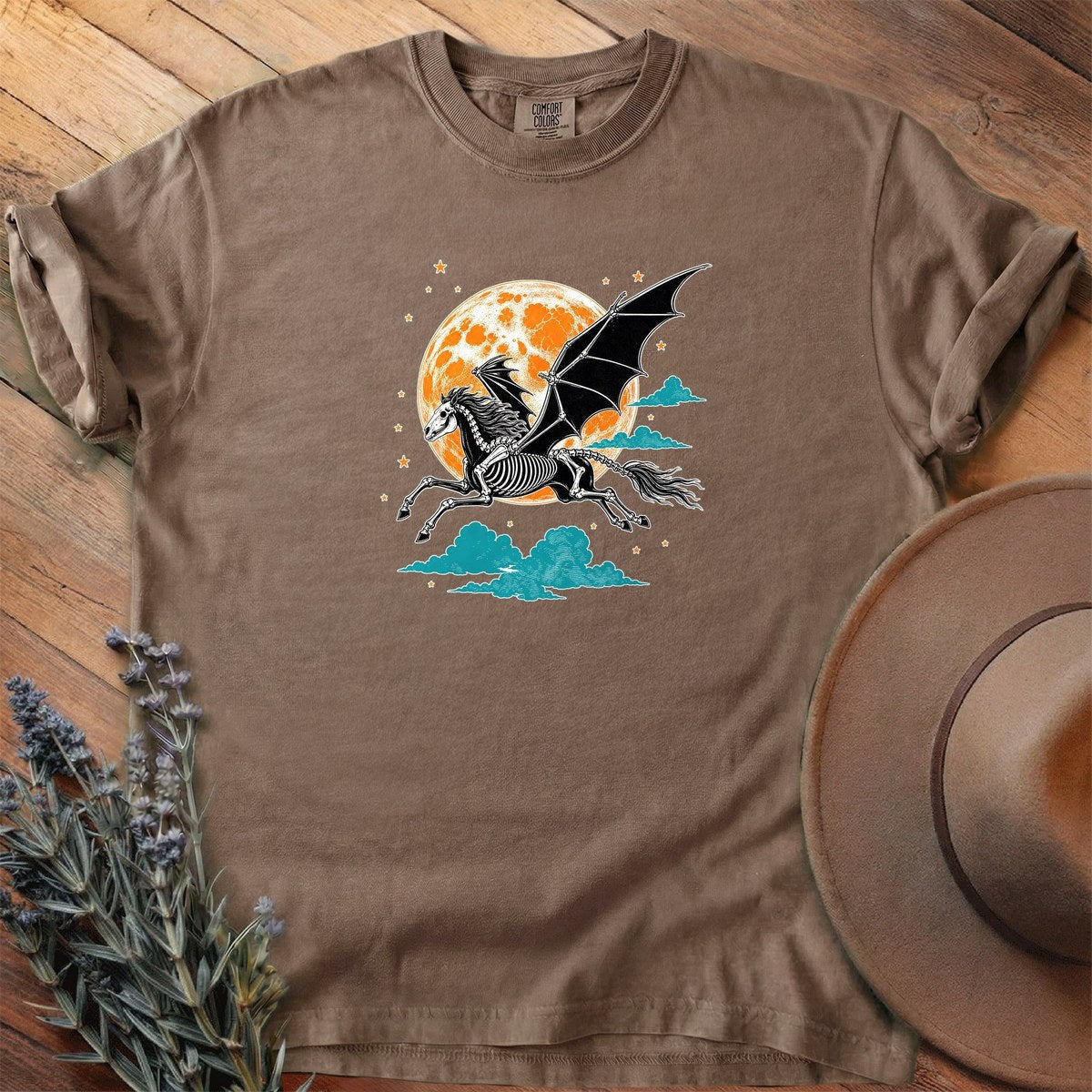 Skeleton Pegasus Harvest Moon T-Shirt - Horse Graphic Tee - Gift for Horse Lovers - Unisex