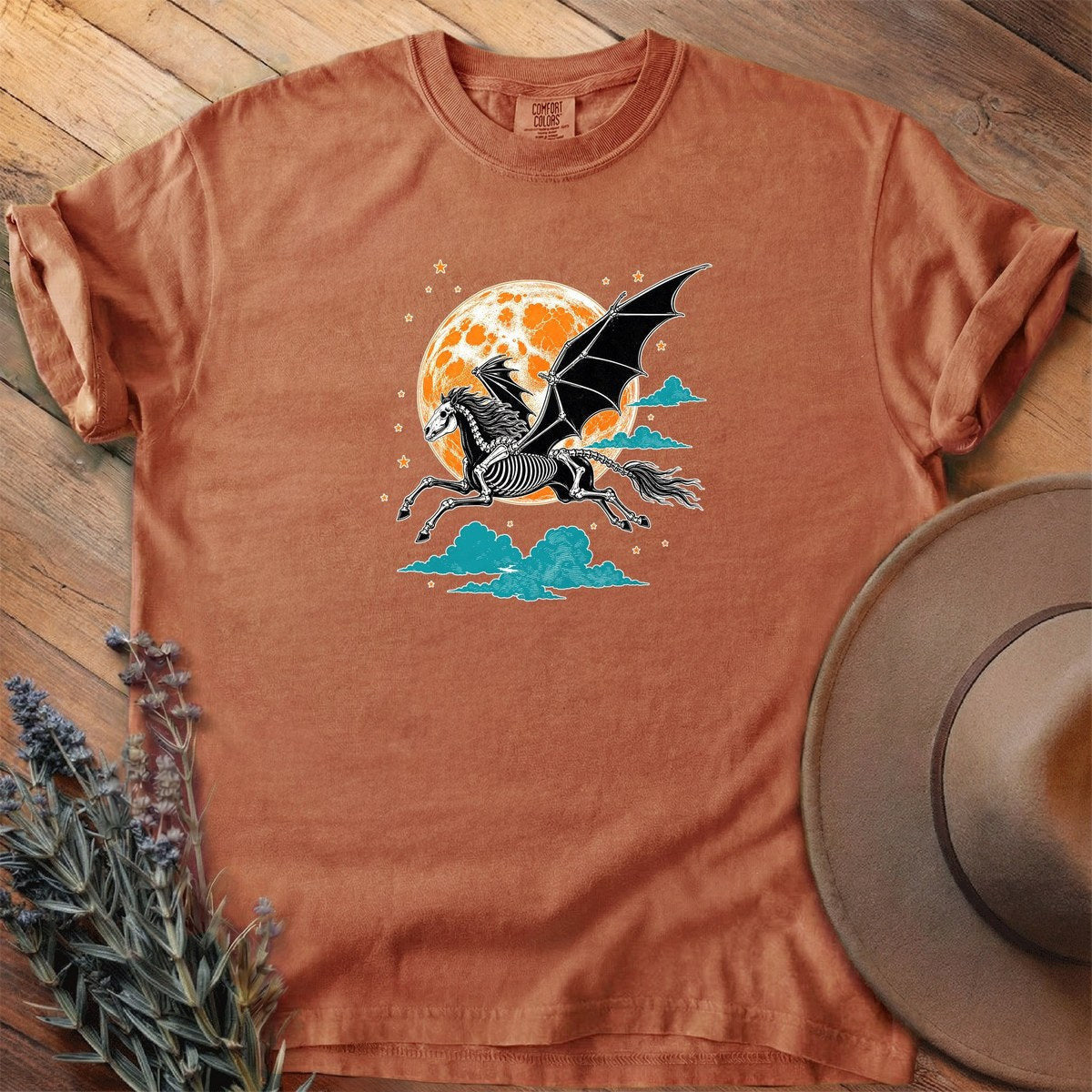 Skeleton Pegasus Harvest Moon T-Shirt - Horse Graphic Tee - Gift for Horse Lovers - Unisex