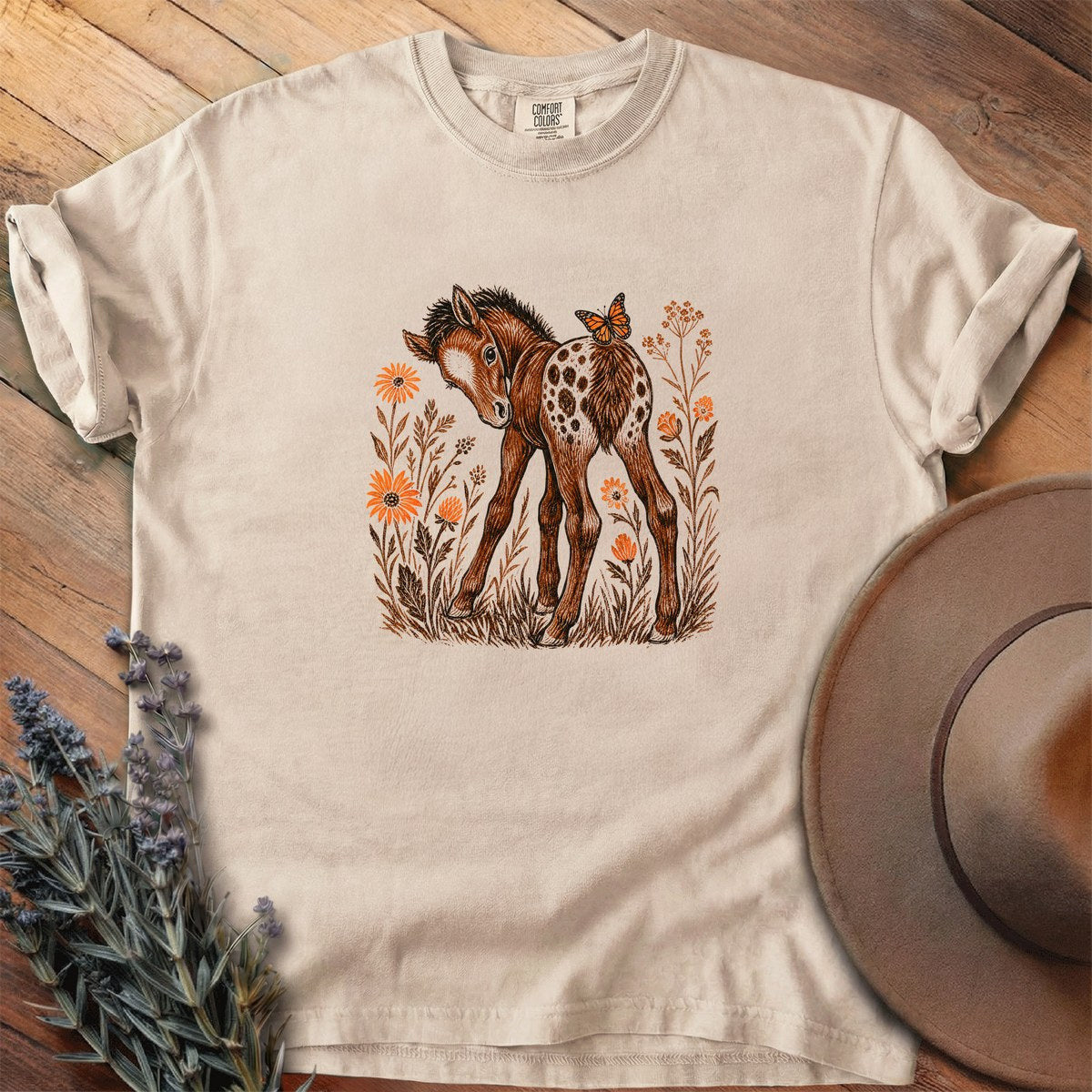 Vintage Art, Butterfly 1 T-Shirt - Horse Graphic Tee - Gift for Horse Lovers - Unisex