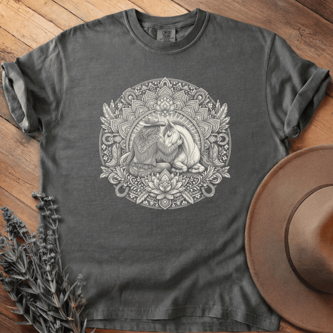 Mandala Cowgirl T-Shirt - Horse Graphic Tee - Gift for Horse Lovers - Unisex