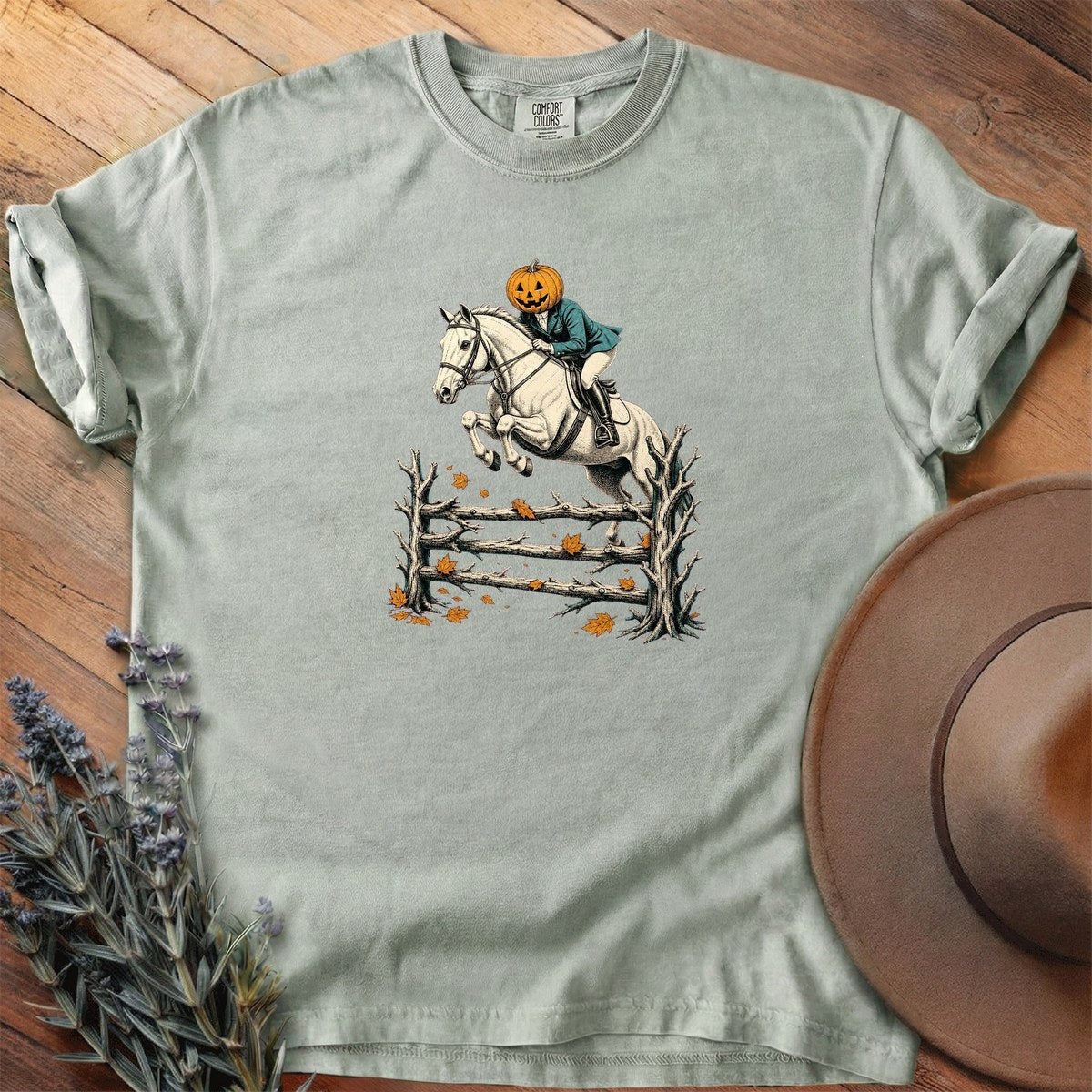 Pumpkin Head Over Rails T-Shirt - Horse Graphic Tee - Gift for Horse Lovers - Unisex