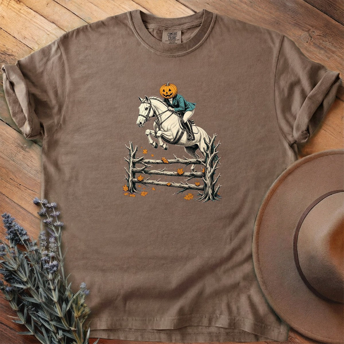 Pumpkin Head Over Rails T-Shirt - Horse Graphic Tee - Gift for Horse Lovers - Unisex