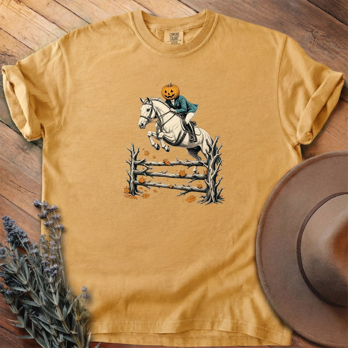Pumpkin Head Over Rails T-Shirt - Horse Graphic Tee - Gift for Horse Lovers - Unisex