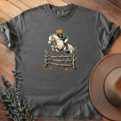 Pumpkin Head Over Rails T-Shirt - Horse Graphic Tee - Gift for Horse Lovers - Unisex