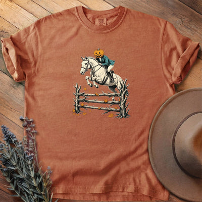 Pumpkin Head Over Rails T-Shirt - Horse Graphic Tee - Gift for Horse Lovers - Unisex
