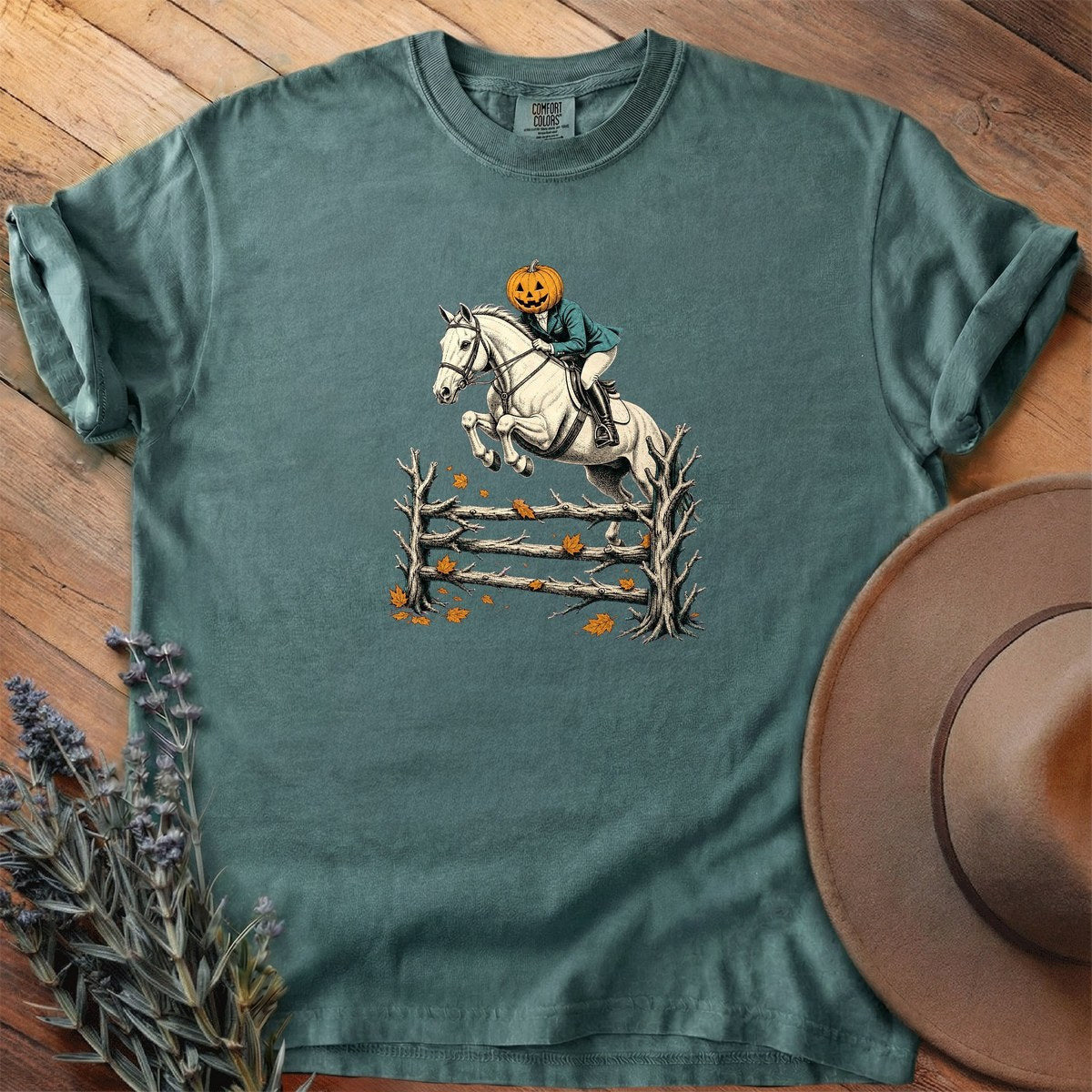 Pumpkin Head Over Rails T-Shirt - Horse Graphic Tee - Gift for Horse Lovers - Unisex