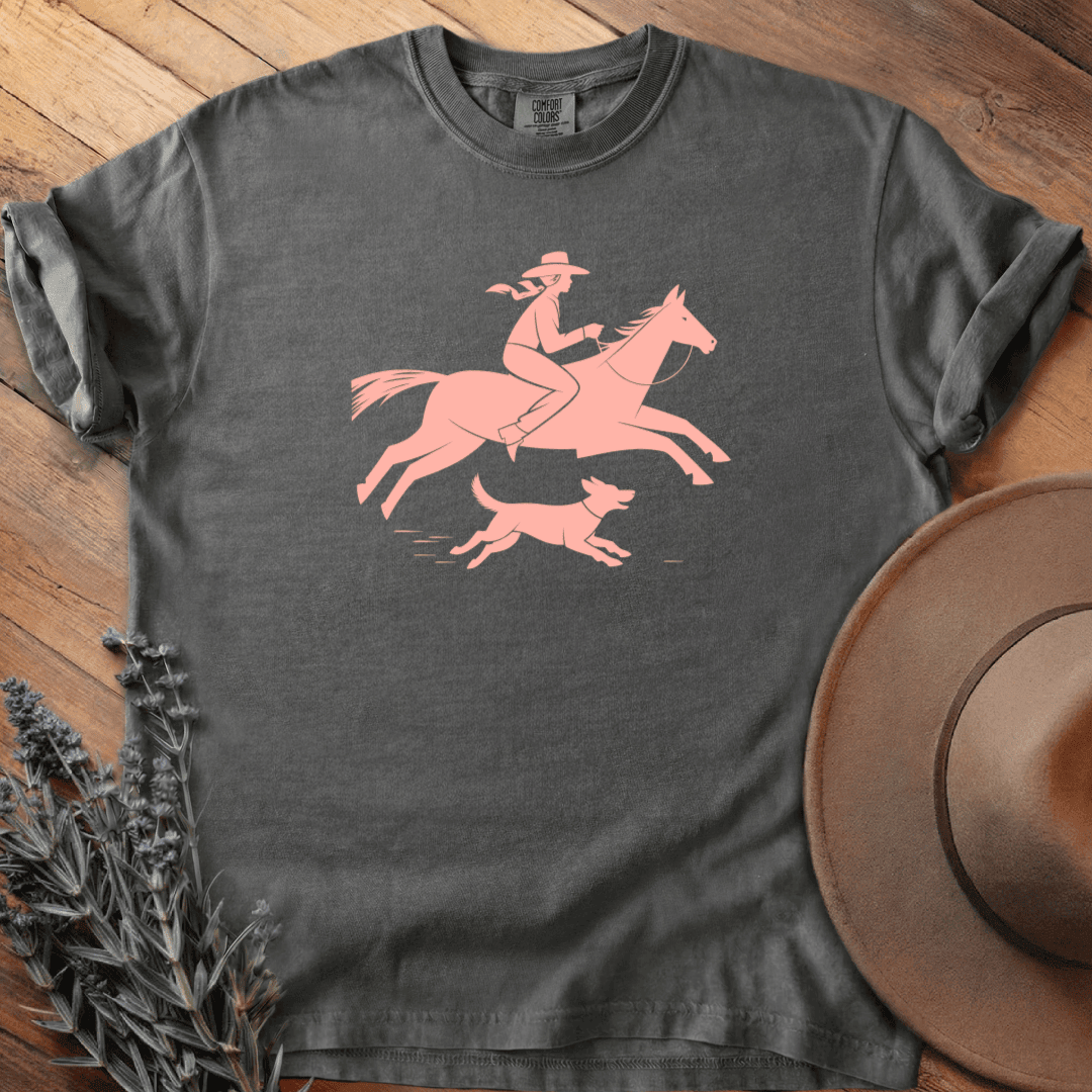 Cowgirl and dog T-Shirt - Horse Graphic Tee - Gift for Horse Lovers - Unisex