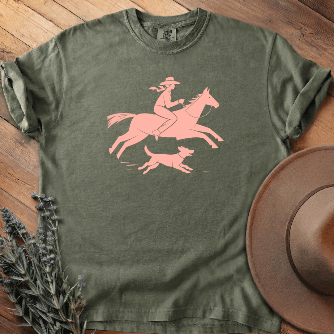 Cowgirl and dog T-Shirt - Horse Graphic Tee - Gift for Horse Lovers - Unisex