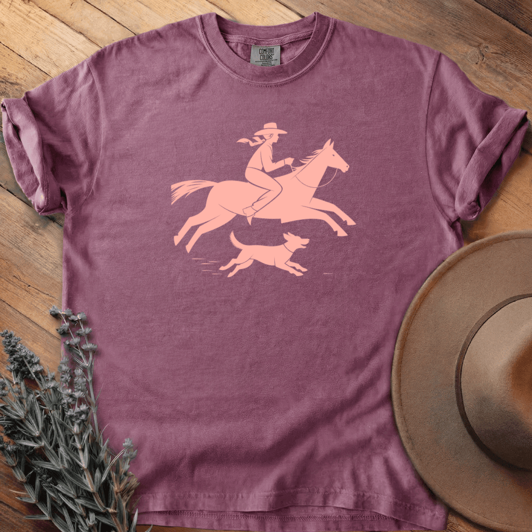 Cowgirl and dog T-Shirt - Horse Graphic Tee - Gift for Horse Lovers - Unisex