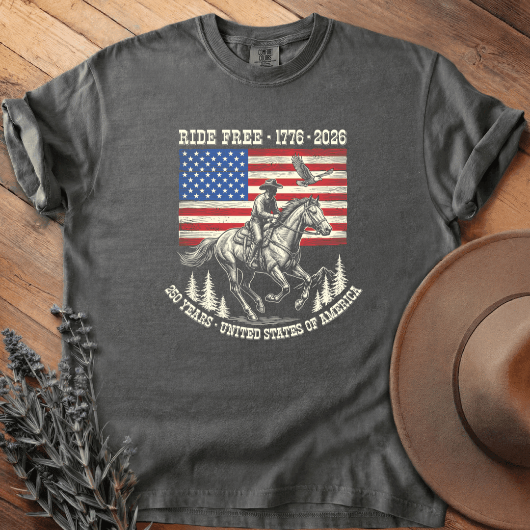 American Heritage Ride Free 2 Cowboy T-Shirt - Horse Graphic Tee - Gift for Horse Lovers - Unisex