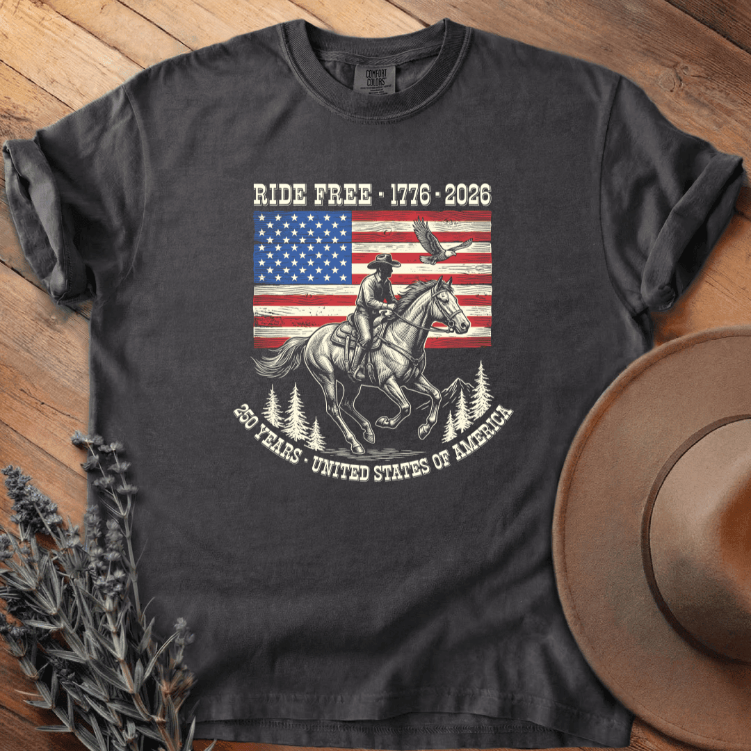 American Heritage Ride Free 2 Cowboy T-Shirt - Horse Graphic Tee - Gift for Horse Lovers - Unisex