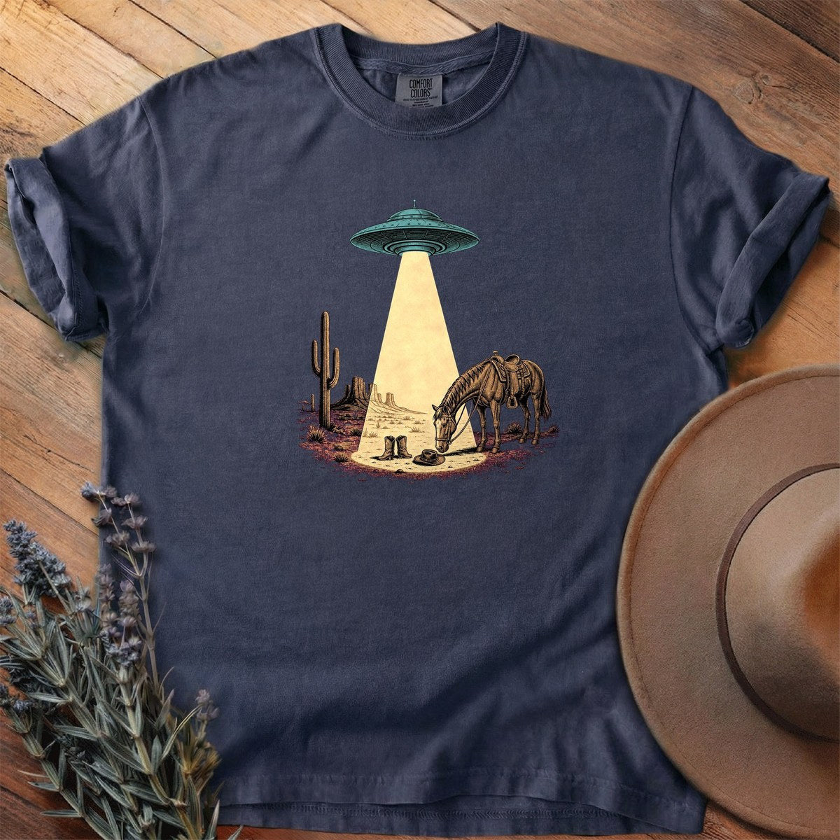 They Beamed Up The Cowboy T-Shirt - Horse Graphic Tee - Gift for Horse Lovers - Unisex