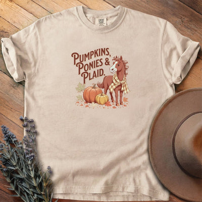 Pumpkins, Ponies & Plaid T-Shirt - Horse Graphic Tee - Gift for Horse Lovers - Unisex