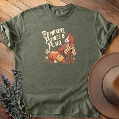 Pumpkins, Ponies & Plaid T-Shirt - Horse Graphic Tee - Gift for Horse Lovers - Unisex