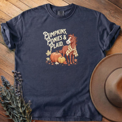 Pumpkins, Ponies & Plaid T-Shirt - Horse Graphic Tee - Gift for Horse Lovers - Unisex