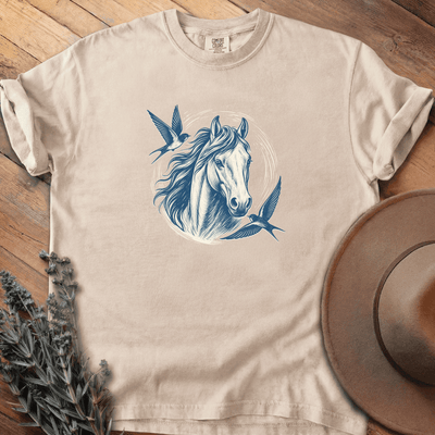 Vintage Art, Birds T-Shirt - Horse Graphic Tee - Gift for Horse Lovers - Unisex