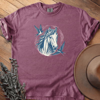 Vintage Art, Birds T-Shirt - Horse Graphic Tee - Gift for Horse Lovers - Unisex