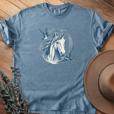 Vintage Art, Birds T-Shirt - Horse Graphic Tee - Gift for Horse Lovers - Unisex