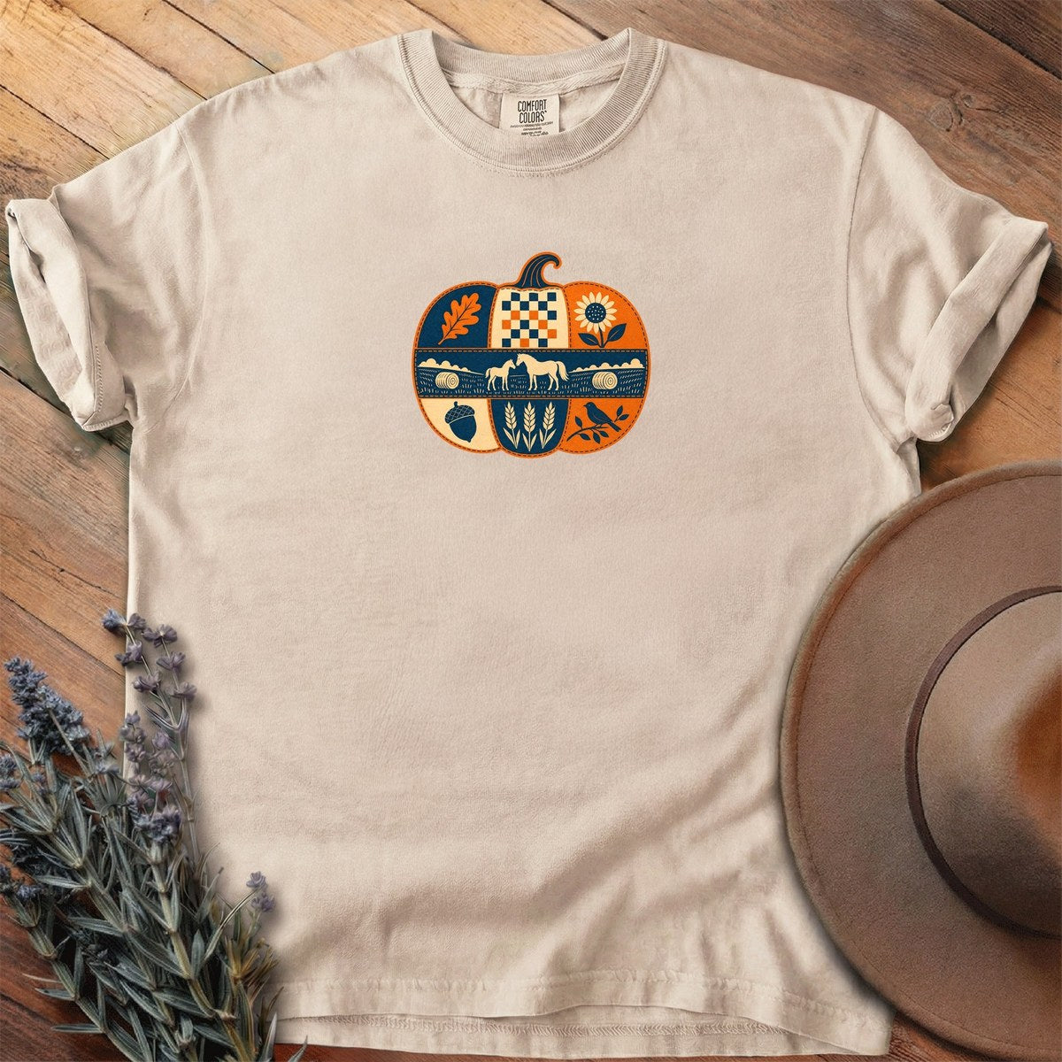 Mare And Foal Harvest Pumpkin T-Shirt - Horse Graphic Tee - Gift for Horse Lovers - Unisex
