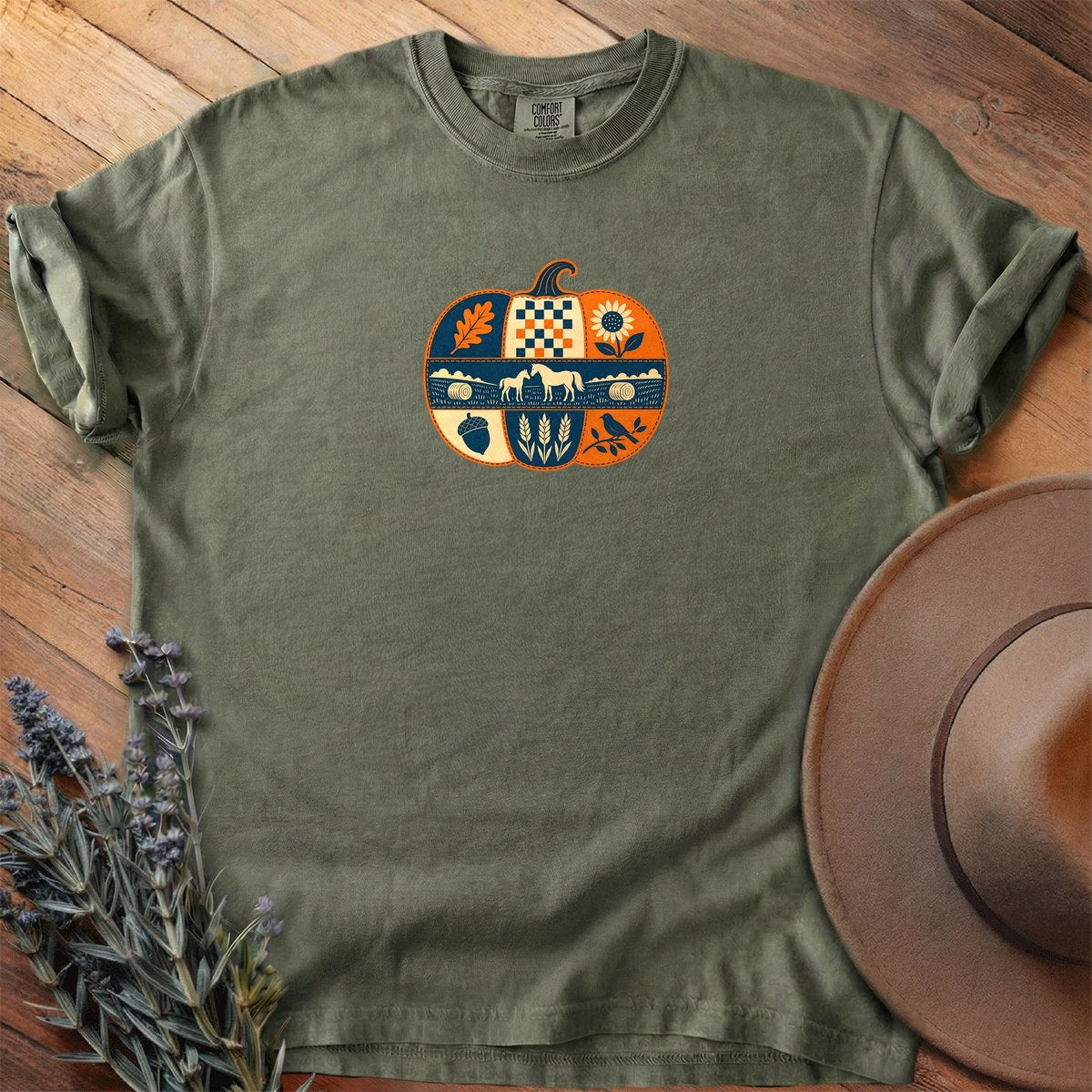 Mare And Foal Harvest Pumpkin T-Shirt - Horse Graphic Tee - Gift for Horse Lovers - Unisex