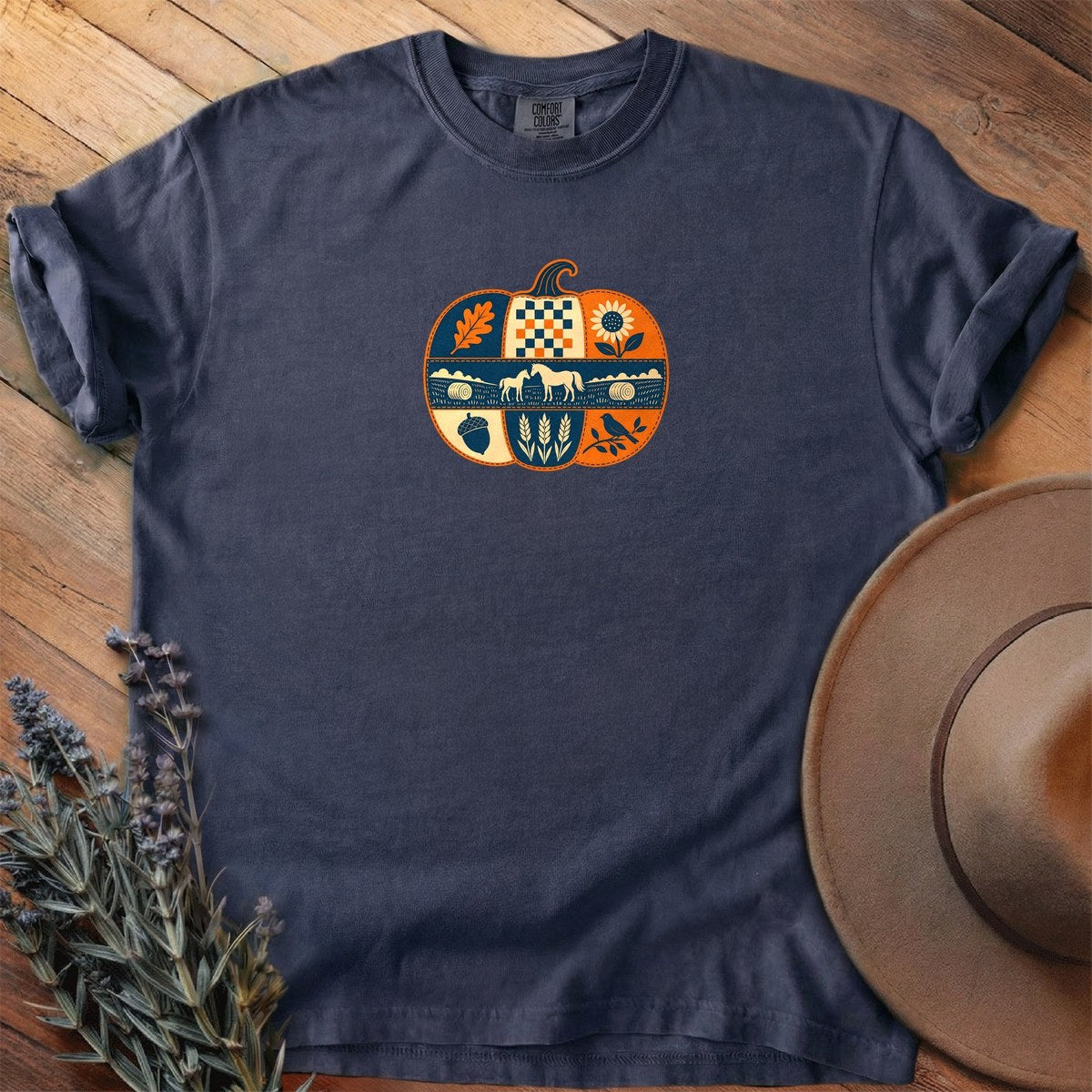 Mare And Foal Harvest Pumpkin T-Shirt - Horse Graphic Tee - Gift for Horse Lovers - Unisex