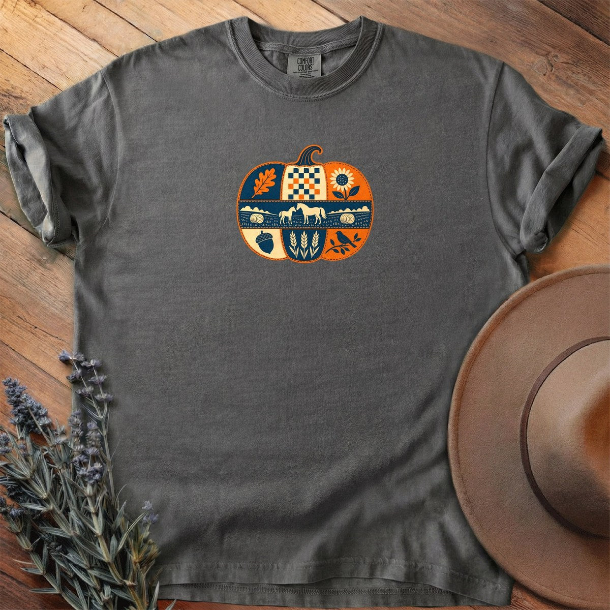 Mare And Foal Harvest Pumpkin T-Shirt - Horse Graphic Tee - Gift for Horse Lovers - Unisex