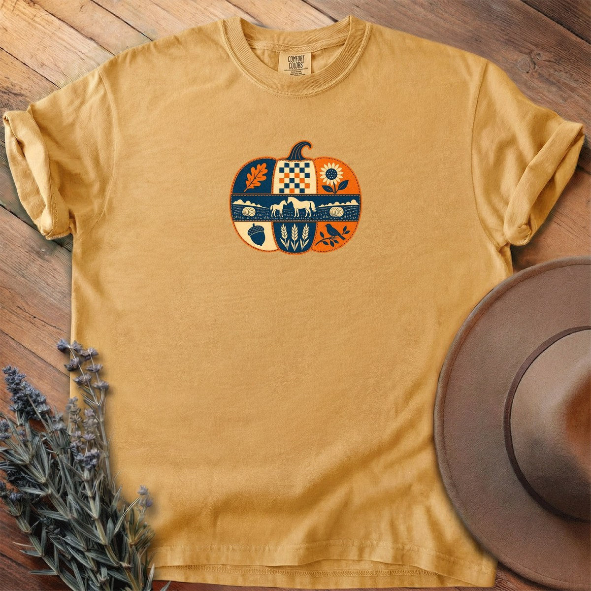 Mare And Foal Harvest Pumpkin T-Shirt - Horse Graphic Tee - Gift for Horse Lovers - Unisex