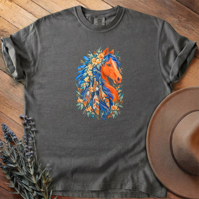 Feathered Mane And Marigolds T-Shirt - Horse Graphic Tee - Gift for Horse Lovers - Unisex