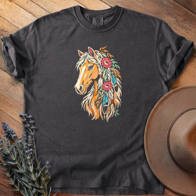 Palomino In Feathers And Bloom T-Shirt - Horse Graphic Tee - Gift for Horse Lovers - Unisex