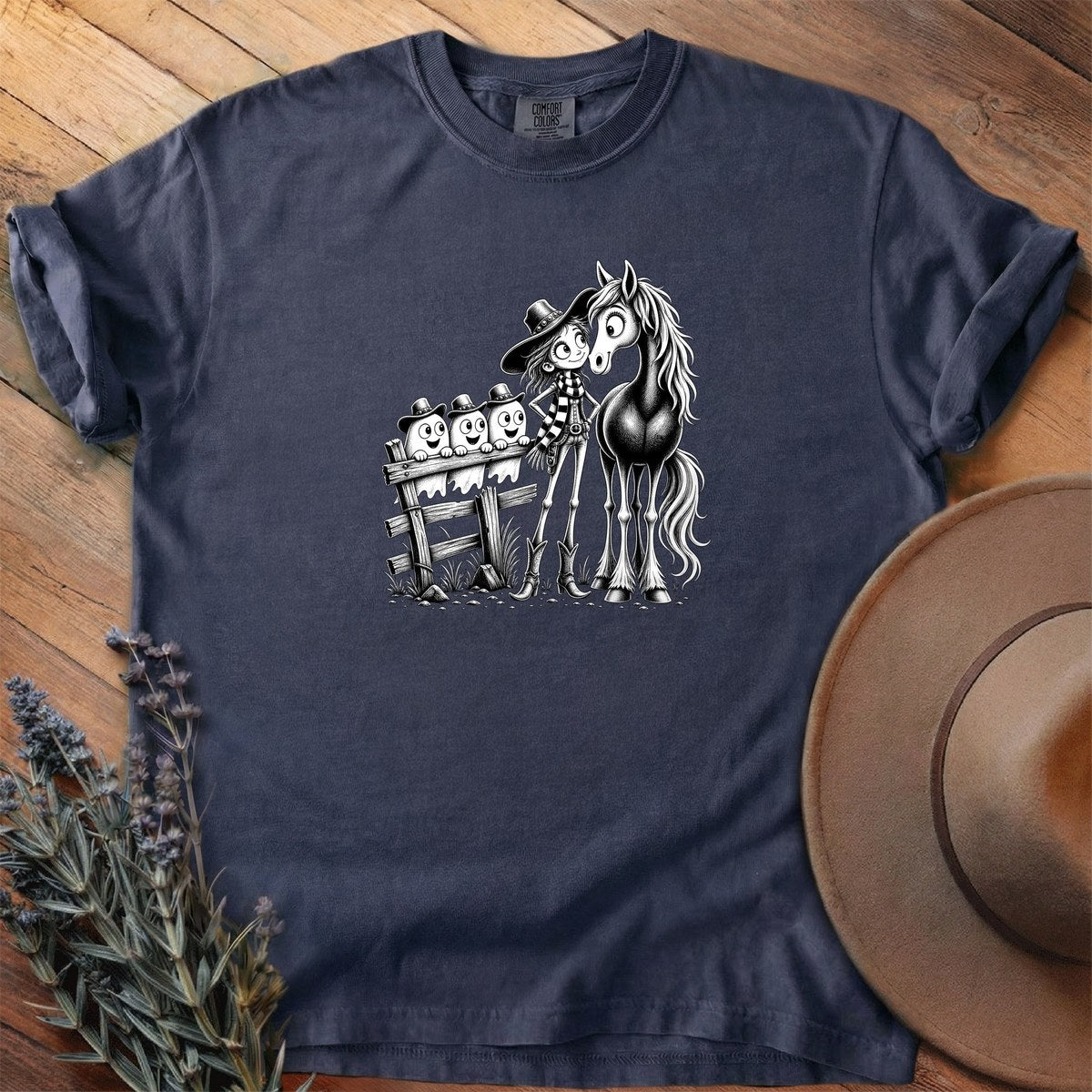 Ghosts On The Fence Rail T-Shirt - Horse Graphic Tee - Gift for Horse Lovers - Unisex