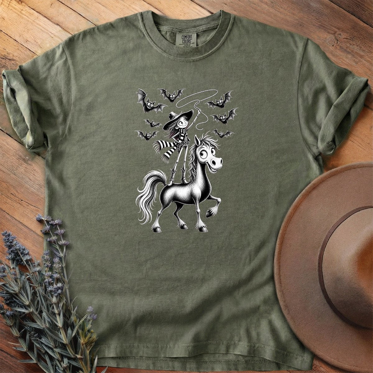Witch Roping Bats T-Shirt - Horse Graphic Tee - Gift for Horse Lovers - Unisex