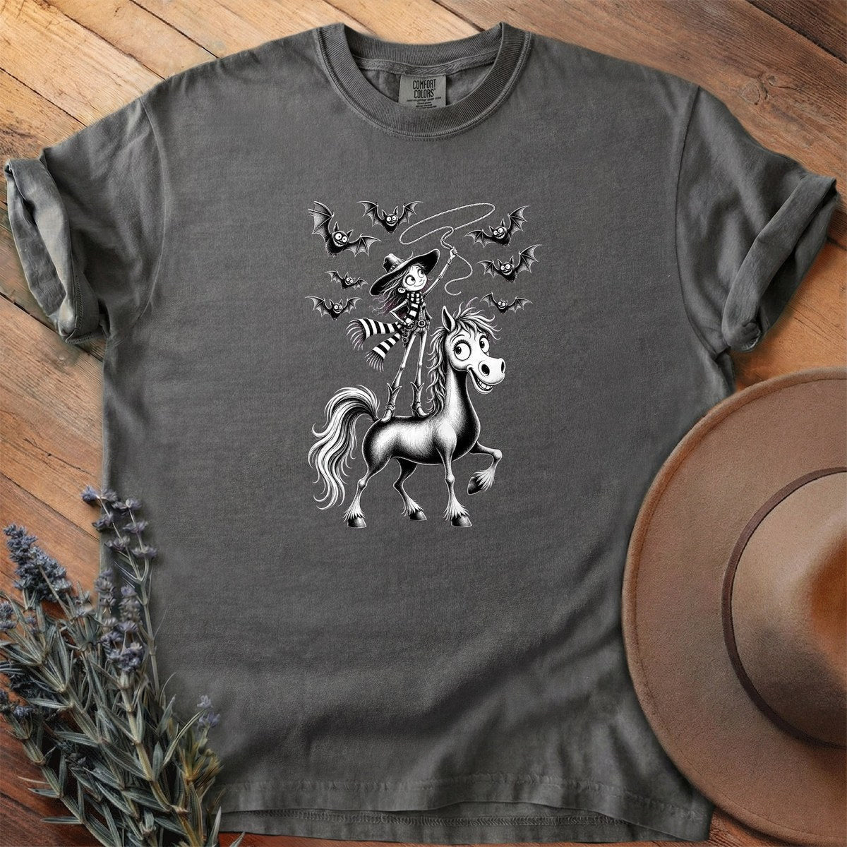 Witch Roping Bats T-Shirt - Horse Graphic Tee - Gift for Horse Lovers - Unisex