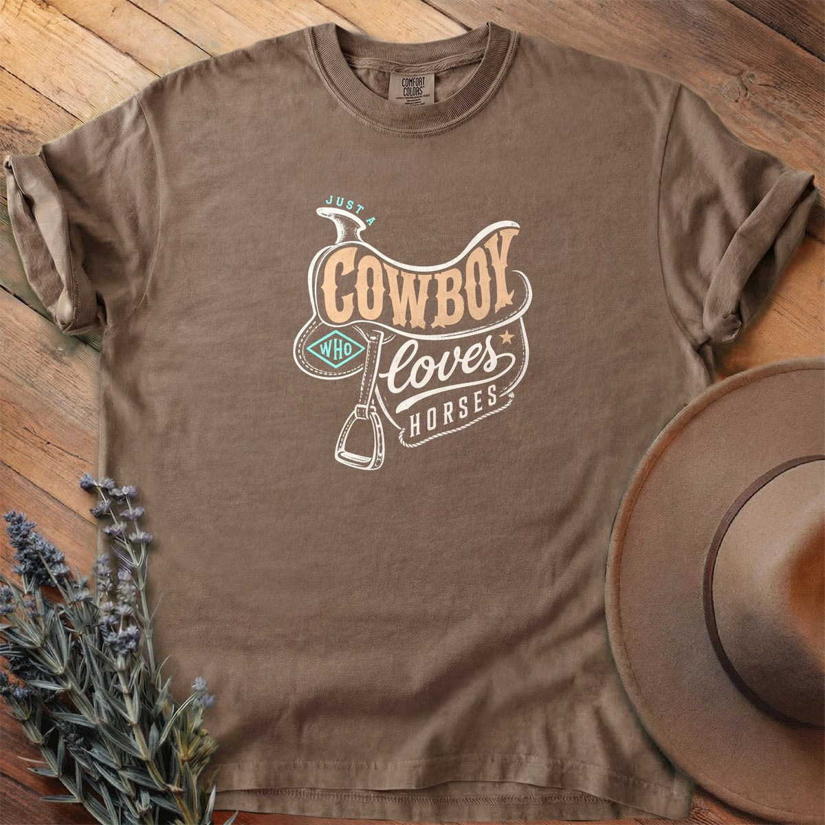 Just A Cowboy Who Loves Horses T-Shirt - Horse Graphic Tee - Gift for Horse Lovers - Unisex