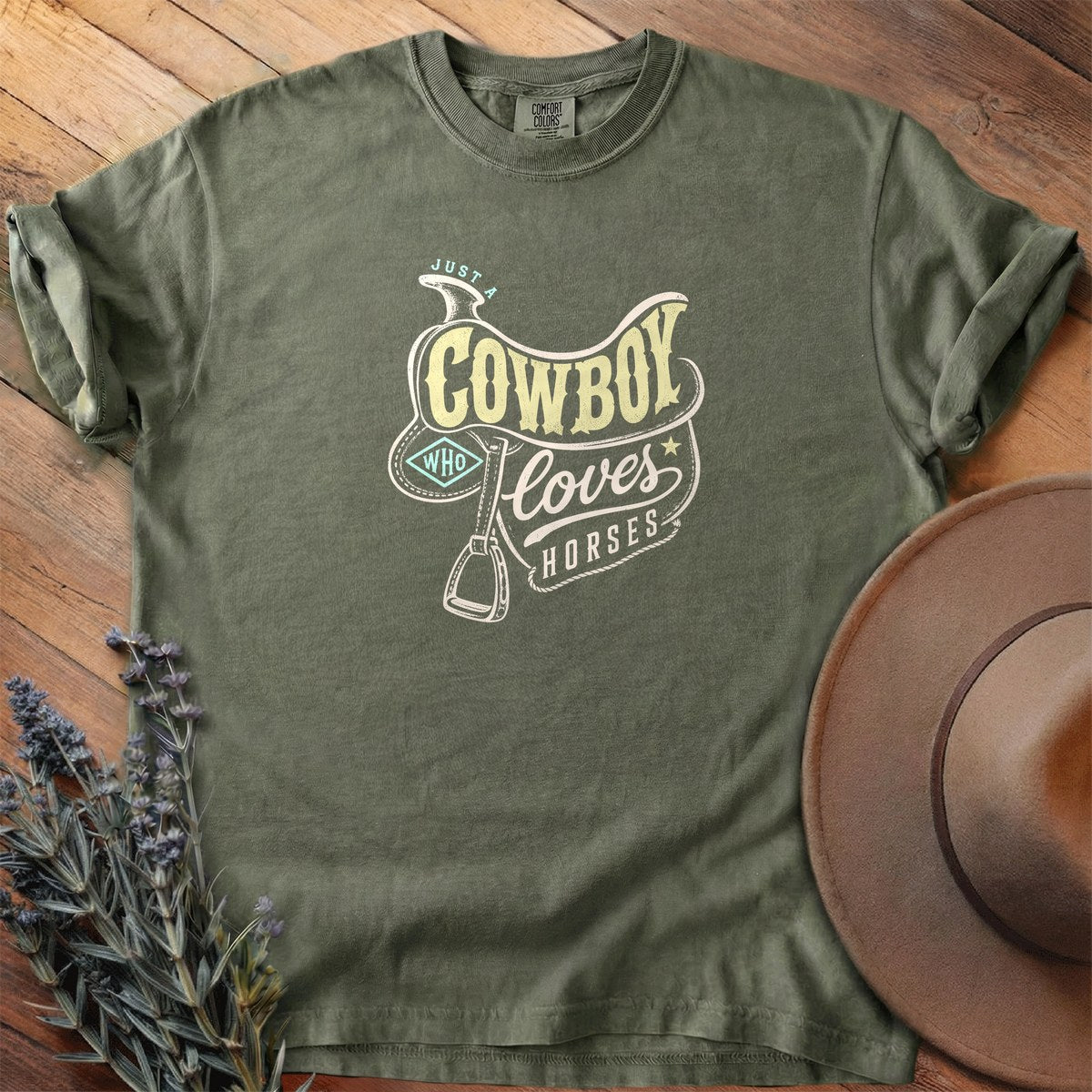 Just A Cowboy Who Loves Horses T-Shirt - Horse Graphic Tee - Gift for Horse Lovers - Unisex
