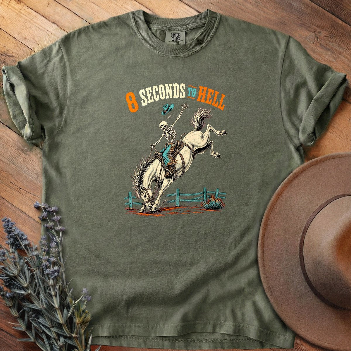 8 Seconds To Hell T-Shirt - Horse Graphic Tee - Gift for Horse Lovers - Unisex