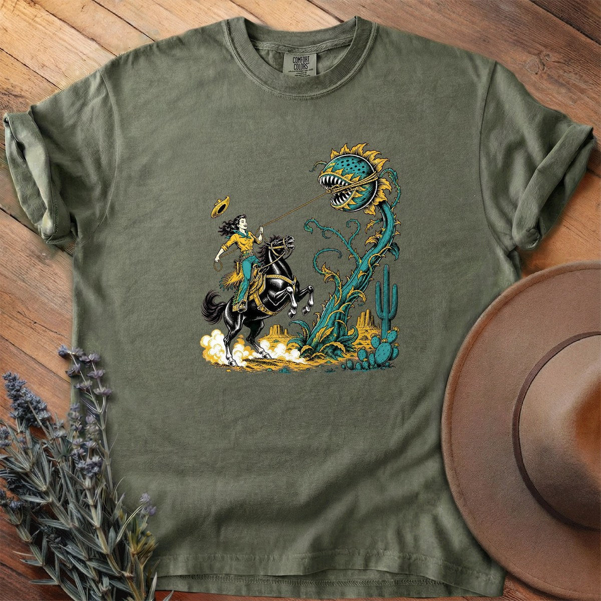 Roping The Sunflower Beast T-Shirt - Horse Graphic Tee - Gift for Horse Lovers - Unisex