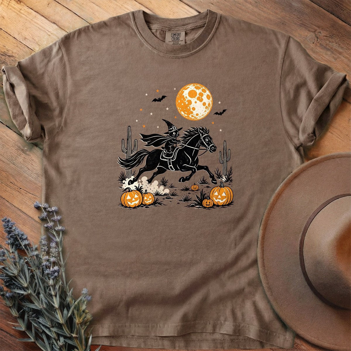 Witch Cat Midnight Ride T-Shirt - Horse Graphic Tee - Gift for Horse Lovers - Unisex