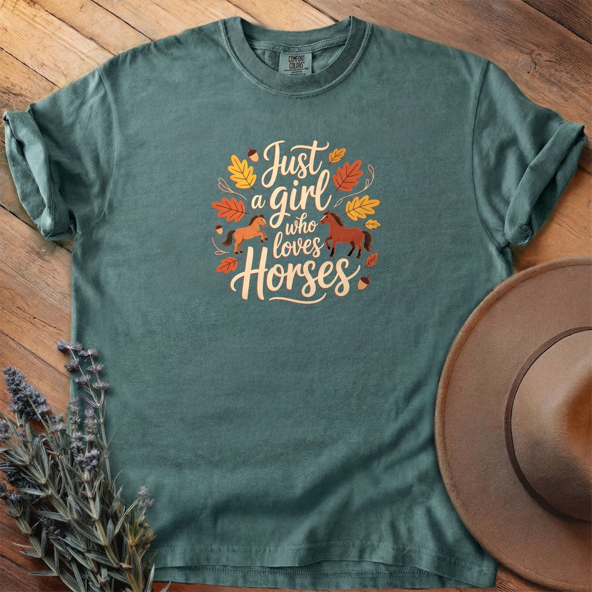 Just a Girl Who Loves Horses & Autumn T-Shirt - Horse Graphic Tee - Gift for Horse Lovers