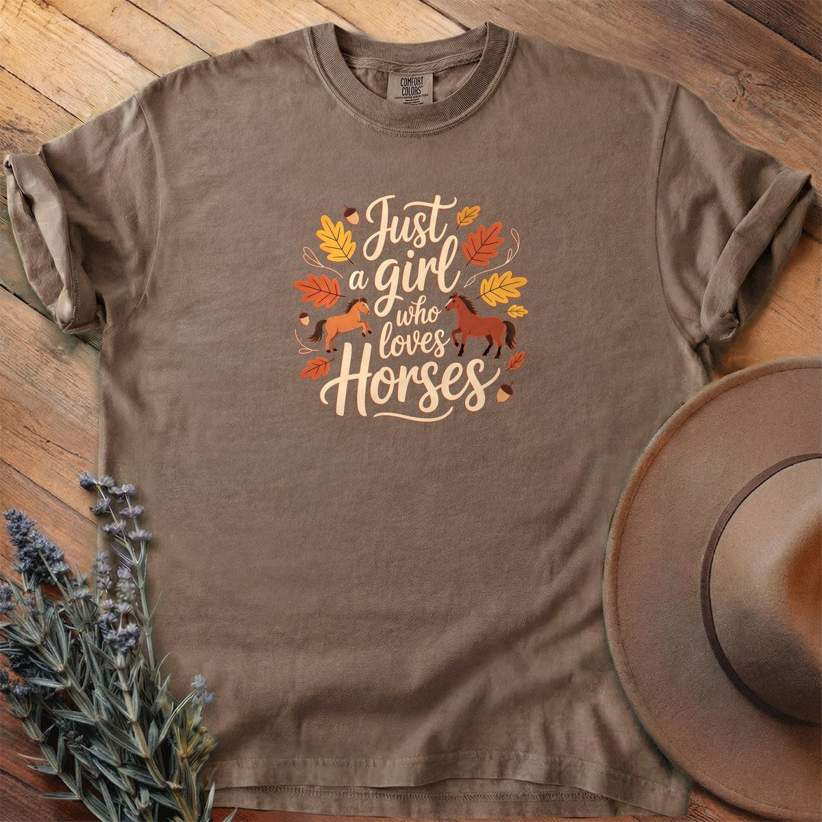 Just a Girl Who Loves Horses & Autumn T-Shirt - Horse Graphic Tee - Gift for Horse Lovers