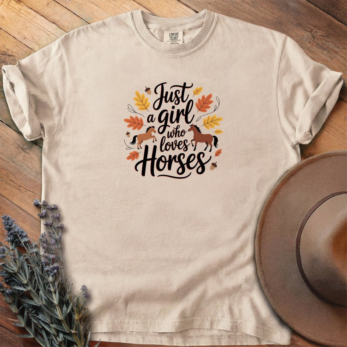 Just a Girl Who Loves Horses & Autumn T-Shirt - Horse Graphic Tee - Gift for Horse Lovers