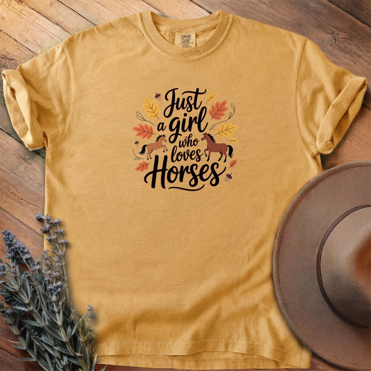 Just a Girl Who Loves Horses & Autumn T-Shirt - Horse Graphic Tee - Gift for Horse Lovers