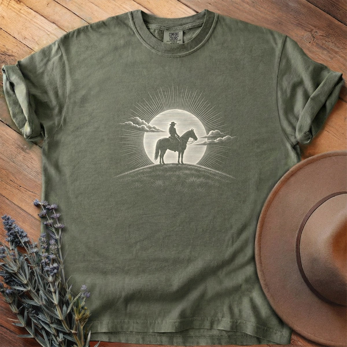 Rider into the sunset 5 T-Shirt - Horse Graphic Tee - Gift for Horse Lovers - Unisex