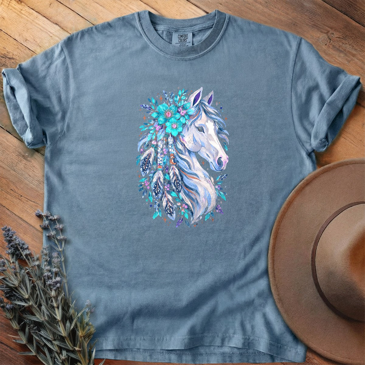 Her Spirit Wears Turquoise T-Shirt - Horse Graphic Tee - Gift for Horse Lovers - Unisex