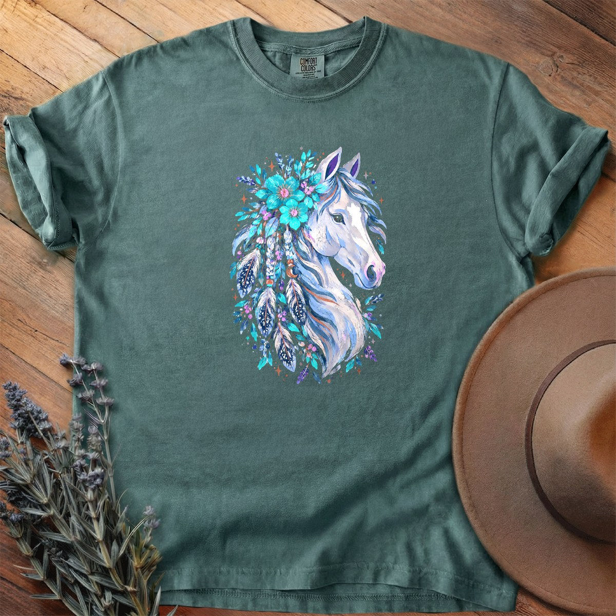 Her Spirit Wears Turquoise T-Shirt - Horse Graphic Tee - Gift for Horse Lovers - Unisex