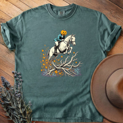 Pumpkin Rider Over Timber T-Shirt - Horse Graphic Tee - Gift for Horse Lovers - Unisex