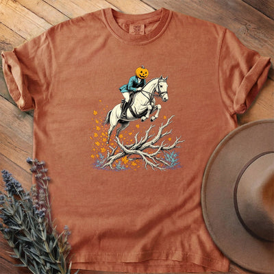 Pumpkin Rider Over Timber T-Shirt - Horse Graphic Tee - Gift for Horse Lovers - Unisex